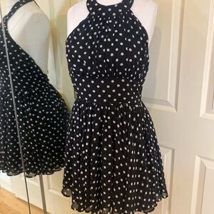 Black Polka Dot Halter Dress